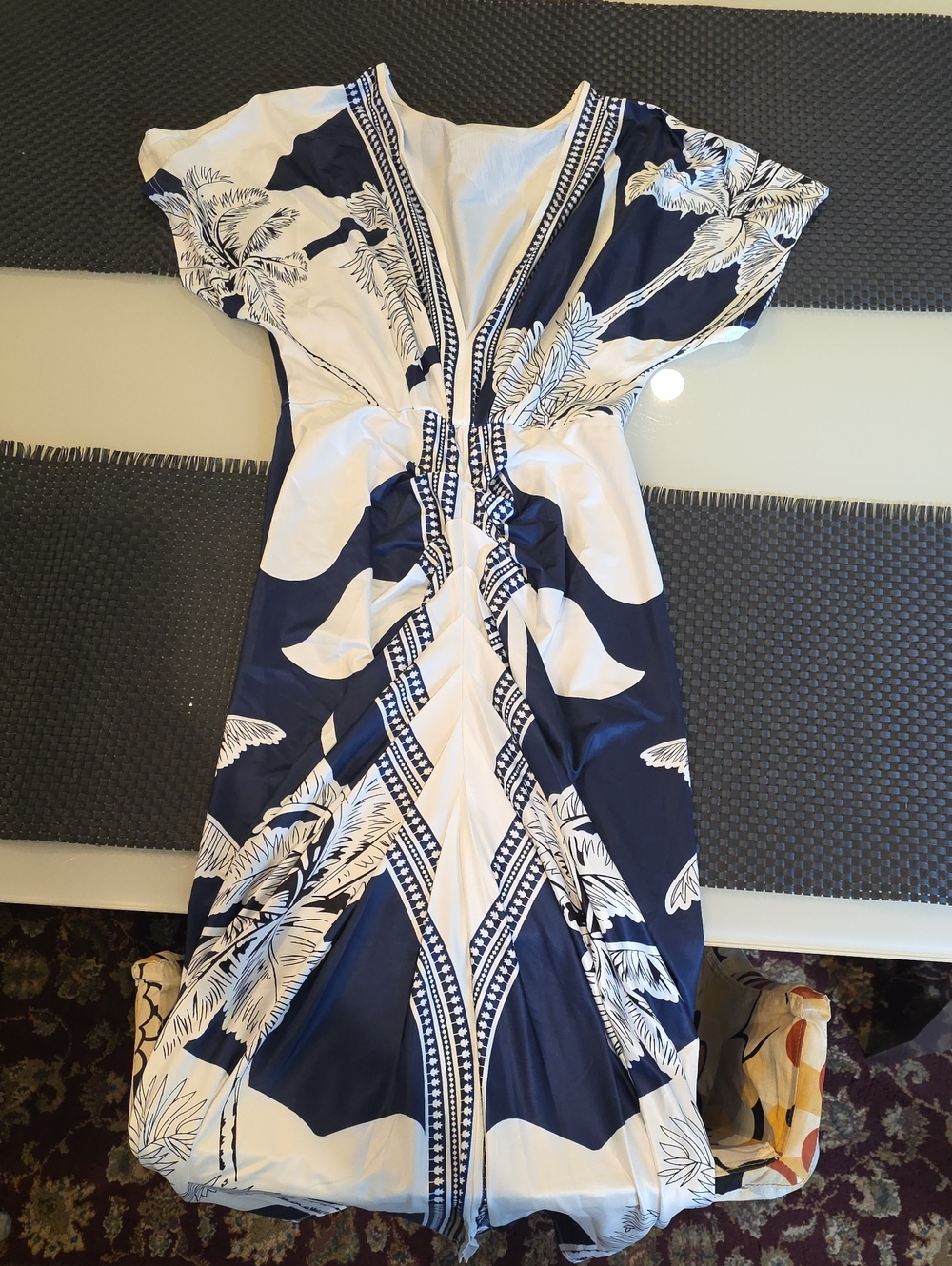 Commense Navy & White Tropical Maxi Dress